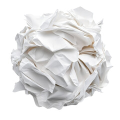 Wall Mural - Crumpled white paper ball sitting on a table, representing creativity and ideas in a minimalistic and artistic manner isolated on transparent background..
