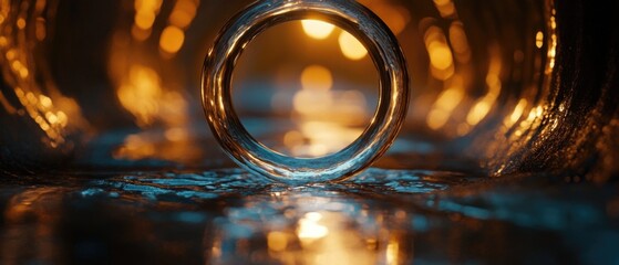 Poster - A detailed view of a ring resting on a flat surface, ideal for illustrating jewelry or accessory themes