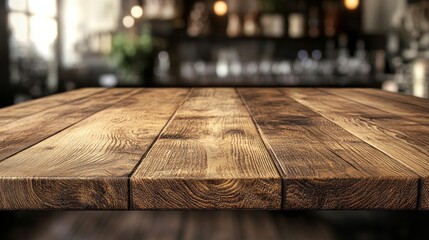 Poster - Richly textured wooden surface serves as a focal point in a stylish kitchen, enhancing the inviting atmosphere. Soft lighting and blurred surroundings create a cozy vibe