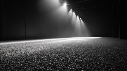 Aufkleber - Dark room with spotlights illuminating textured floor. (1)