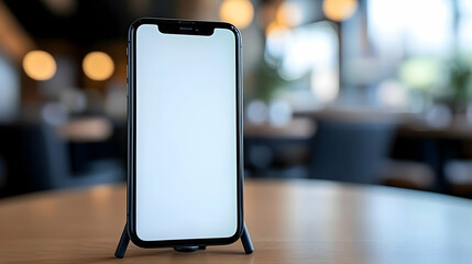 Poster - Blank phone screen cafe table