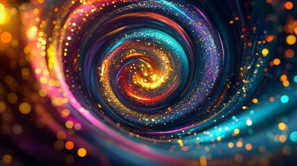 Aufkleber - Sparks Colored shiny spiral wave, Curved bright speed line swirls. Shiny wavy path. Rotating dynamic neon circle. Magic golden swirl Glowing swirl bokeh effect. vector , Full HD, 32k Resolution