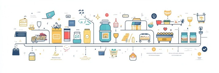 Aufkleber - Exploring efficient grocery order flow from selection to delivery with a modern infographic design