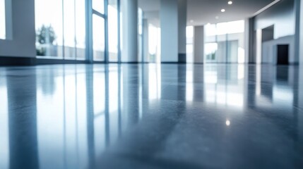 Poster - Bright and clean modern architectural interior with large windows