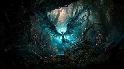 Aufkleber - A mystical kinnari encounter enchanted forest fantasy art dreamy atmosphere magical perspective