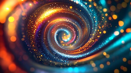 Aufkleber - Sparks Colored shiny spiral wave, Curved bright speed line swirls. Shiny wavy path. Rotating dynamic neon circle. Magic golden swirl Glowing swirl bokeh effect. vector , Full HD, 32k Resolution