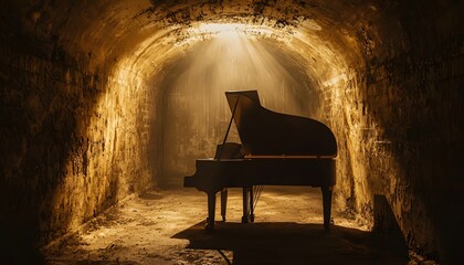 Leinwandbilder - A secret underground speakeasy, jazz music humming through golden light, a hidden door leading to something forbidden, cinematic retro allure