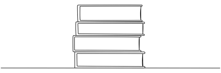 Poster - Stack of books continuous one line drawing. School education concept. Vector illustration isolated on white.