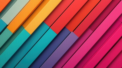 Poster - Vibrant Colorful Abstract Background with Geometric Pattern of Stripes and Lines in Various Shades