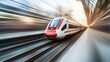 © thenort - High-speed train moving through urban tunnel at sunrise. Use Stock photo for travel, transportation