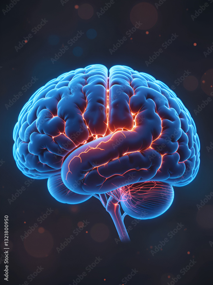Human brain with highlighted corpus callosum connecting brain ...
