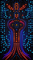Poster - Abstract electric circuit board with glowing pathways in vibrant colors