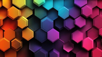 Aufkleber - Colorful Hexagon Pattern with Gradient Shades and Texture Effects
