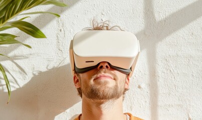 Aufkleber - Immersive Digital Wellness Minimalist VR Headset Experience for Mental Reset, Mindful Tech Meditation in Soft Natural Light