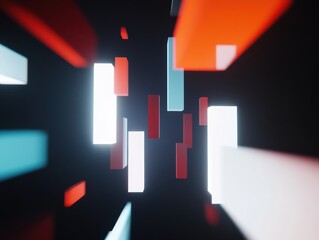 Fototapete - Neo-Digital Abstraction Immersive Geometric Motion Graphics Visualizing Technological Connectivity and Innovative Brand Communication Dynamics