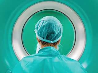 Aufkleber - Innovative Medical Technology AI-Enhanced Diagnostic Imaging with Cutting-Edge Healthcare Professional in Precision-Engineered Telehealth Environment