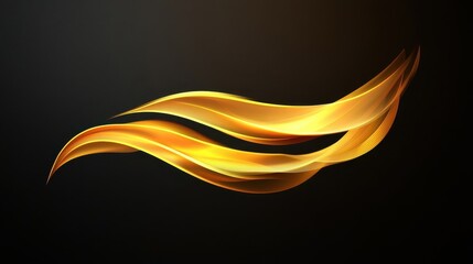 Poster - Abstract artistic gold flowing ribbons against a dark background image