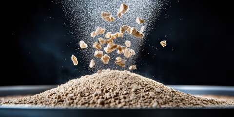 Fototapete - Precision Food Engineering High-Performance Flour Sifting Dynamics in Next-Gen Manufacturing - Sustainable Industrial Process Visualization for Advanced Food Technology
