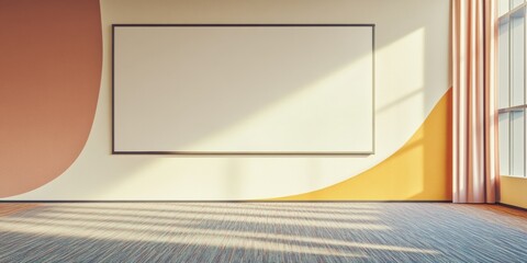 Aufkleber - Minimalist Community Space Mockup Soft Architectural Design with Geometric Color Blocking for Wellness-Focused Brand Storytelling