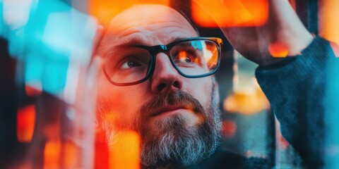 Fototapete - Immersive Digital Analytics Cognitive Performance and Neurotech Visualization - Innovative Workspace Insights for Millennial Professionals in Dynamic Urban Environments