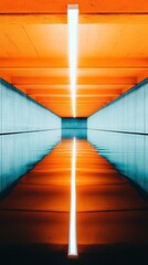 Aufkleber - Immersive Futuristic Design Symmetrical Urban Architecture Visualization with Vibrant Chromatic Gradient - Innovative Digital Experience and Minimalist Spatial Concept
