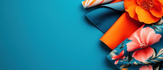 Poster - Vibrant Digital Textile Design Bold Floral Patterns and Color-Block Innovation for Creative Branding and Modern Visual Storytelling