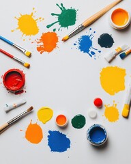 Poster - Vibrant Creative Learning Colorful Paint Splash Composition for Expressive Art Education, Gen Z Creativity and Innovative Sensory Development Workshop