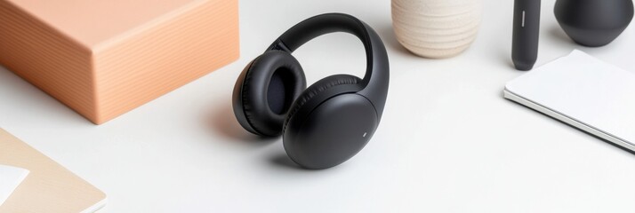 Poster - Minimalist Noise-Cancelling Headphones Elite Workspace Productivity Tech with Sleek Design for Remote Professionals and Digital Creators