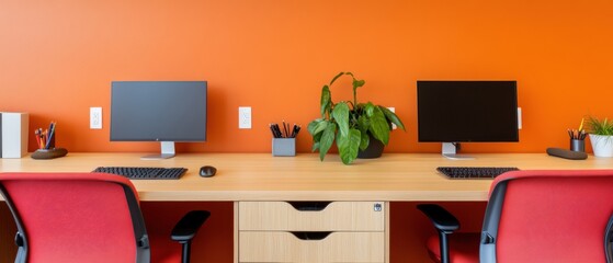 Aufkleber - Vibrant Ergonomic Workspace Minimalist Home Office Design with Biophilic Elements, Color Psychology, and Modern Productivity Solutions for Remote Professionals