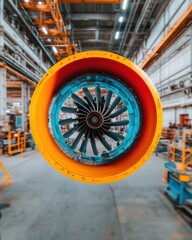 Aufkleber - Hyperreal Industrial Innovation Vibrant Aerospace Engine Component in Next-Gen Manufacturing Facility - Cutting-Edge Predictive Maintenance and Technological Precision