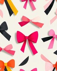 Poster - Vibrant Feminine Pattern Design Chic Digital Bow for Fashion Branding, Social Media and Contemporary Graphic Marketing Solutions