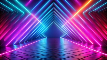 Poster - Gradient Trendy Neon light colorful background wallpaper. 3D render creative Neon light style Gaming theme. Abstract design Neon light line pattern vector illustration wallpaper