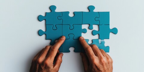 Aufkleber - Collaborative Intelligence Minimalist Problem-Solving Workflow with Teal Puzzle Pieces - Agile Team Dynamic Visualization for Next-Gen Business Transformation
