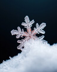 Aufkleber - Crystalline Winter Elegance Macro Snowflake Exploring Natures Intricate Design for Premium Digital Art, Marketing, and Seasonal Branding Content