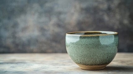 Poster - A Ceramic Bowl Displayed on a Wooden Surface With Subtle Lighting
