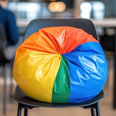 Poster - Vibrant Workplace Wellness Ergonomic Color Pop Bean Bag Chair - Playful Modern Office Design and Collaborative Comfort Trend
