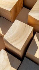 Fototapete - Minimalist Network Topology Geometric Wood Block Interconnection Visualizing Organizational Complexity and Digital Transformation Strategy