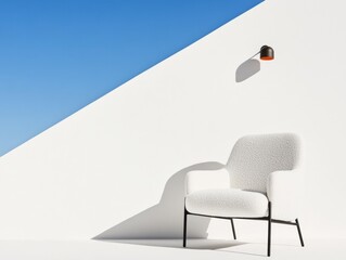 Poster - Minimalist Nordic Serenity Sculptural Boucle Lounge Chair in Soft White - Contemporary Design Meets Geometric Elegance for Modern Lifestyle Spaces