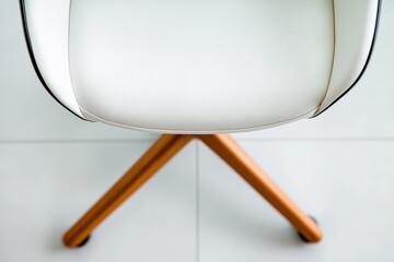Aufkleber - Scandinavian Minimalist Chair Design Ergonomic Sculptural Seating with Warm Wood Tones - Contemporary Workspace Aesthetic and Fluid Modern Interior Styling