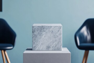 Aufkleber - Minimalist Nordic Design Marble Podium Showcase for Premium Brand Storytelling in Modern Professional Environments with Scandinavian Aesthetic Influence