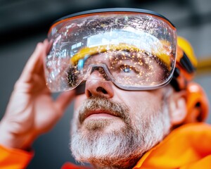 Leinwandbilder - Immersive Digital Safety Next-Gen AR Industrial Protection for Experienced Workers - Futuristic Workplace Training and Cognitive Performance Enhancement