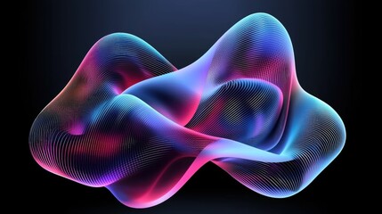 Fototapete - Dynamic colorful waveform animation digital art abstract concept dark background futuristic view visual design