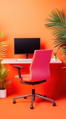 Aufkleber - Vibrant Productivity Sanctuary Ergonomic Home Office Design with Bold Color Psychology - Next-Gen Workspace Wellness for Creative Professionals