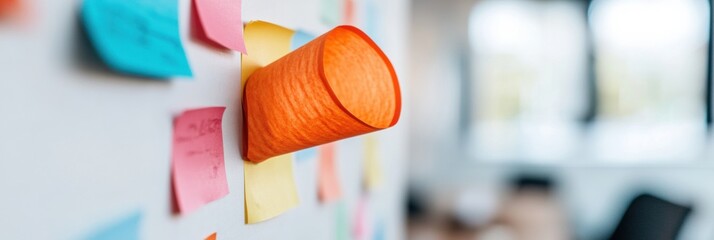 Fototapete - Hybrid Workspace Innovation Dynamic Brainstorming with Vibrant Sticky Notes and Minimalist Design - Agile Collaboration for Digital-First Creative Teams