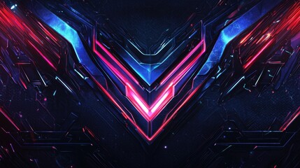 Poster - A vibrant blue abstract design featuring sharp metallic edges and geometric precision in a futuristic style.