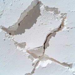 Aufkleber - Minimalist Textural Break High-End Architectural of Fractured White Surface - Contemporary Design Metaphor for Resilience and Creative Disruption