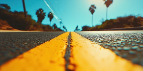 Aufkleber - Cinematic Road Perspective Vibrant Urban Mobility Narrative - Immersive Infrastructure Design Exploring Spatial Dynamics and Digital Wanderlust Aesthetics