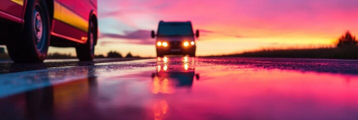 Aufkleber - Cinematic Urban Emergency Response High-Intensity Ambulance Deployment at Twilight - Critical Care Mobility in Hyper-Realistic Urban Landscape