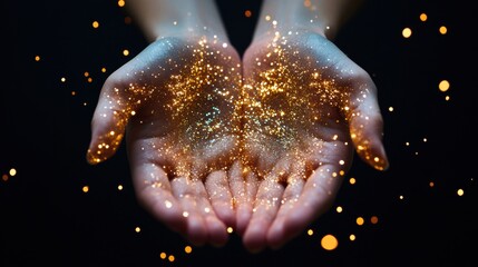 Poster - Neurodivergent Creativity Unleashed Magical Golden Particle Flow Visualizing Mental Wellness, Inspiration, and Neurological Diversity in Digital Age Storytelling