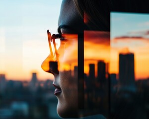 Poster - Urban Visionary Sunset Reflections of Professional Insight - Innovative Leadership and Strategic Vision for Next-Generation Business Transformation